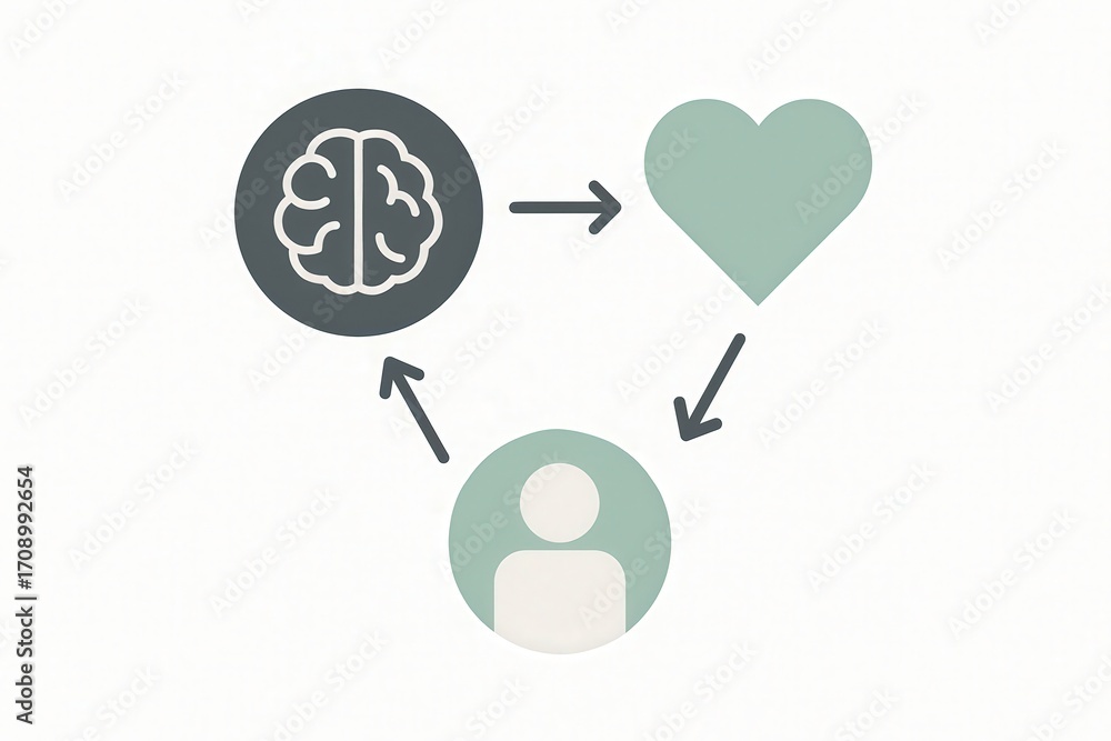 Poster exploring the interplay of emotion reason and human connection through abstract visual representatio