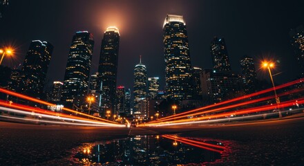 Obraz premium City night lights urban landscape