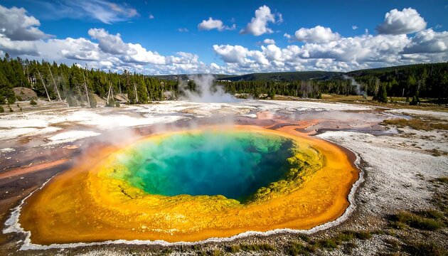 Colorful hot spring in a national park
