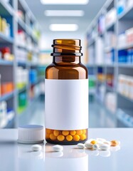 Pharmacy medicine bottle with pills