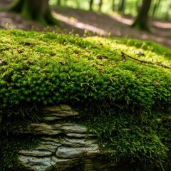 Fototapeta premium Forest moss growing on log
