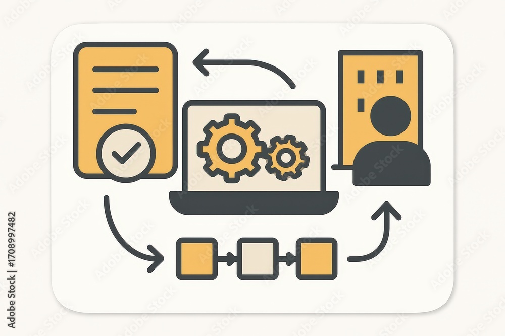Poster streamlined workflow integration enhancing operational efficiency through technology systems design 