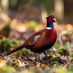 Pheasant in autumn forest