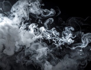 Abstract smoke swirls on black background