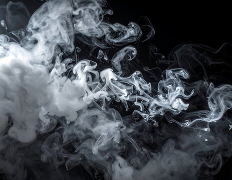 Abstract smoke swirls on black background