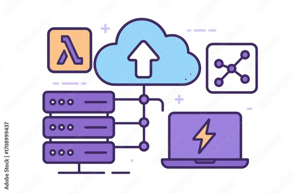 Poster innovative cloud computing architecture integrating server systems with digital connectivity emphasi