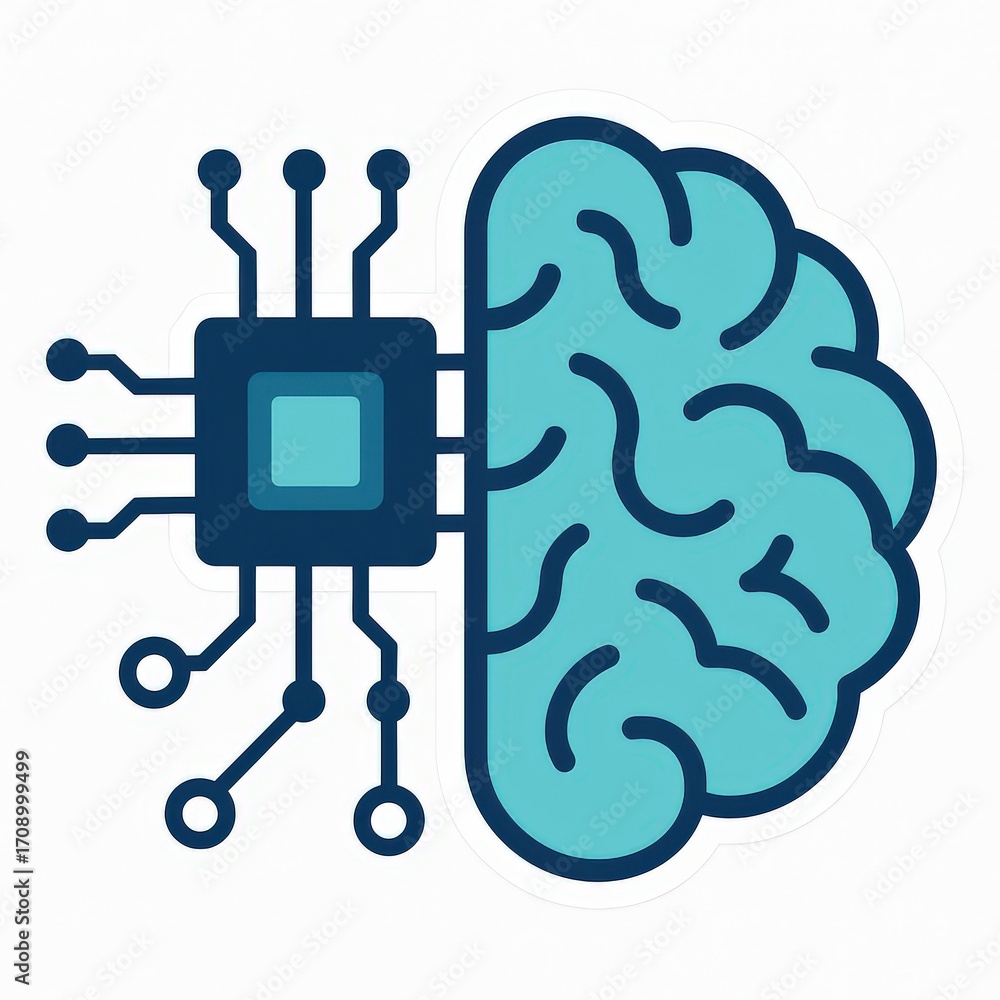 Poster exploring the intersection of cognitive function and digital intelligence with a visual representati