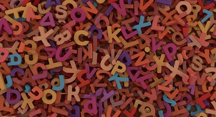Colorful jumble of alphabet letters and numbers scattered randomly across a flat surface