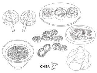 千葉グルメ旅行＿食べ物のイラストセット