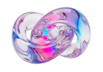 Iridescent abstract sculpture with swirling colors