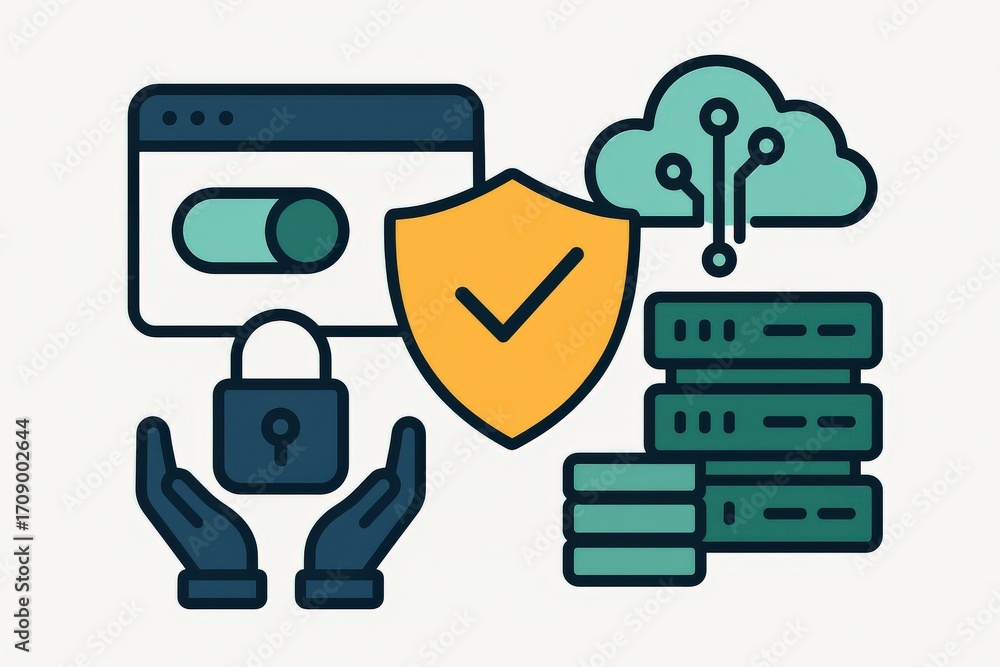 Poster understanding the fundamentals of cybersecurity through visual representation of digital protection 