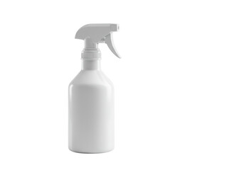 A simple white plastic spray bottle with a trigger nozzle isolated on transparent background