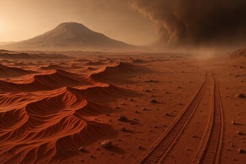Vast Martian Landscape With Red
