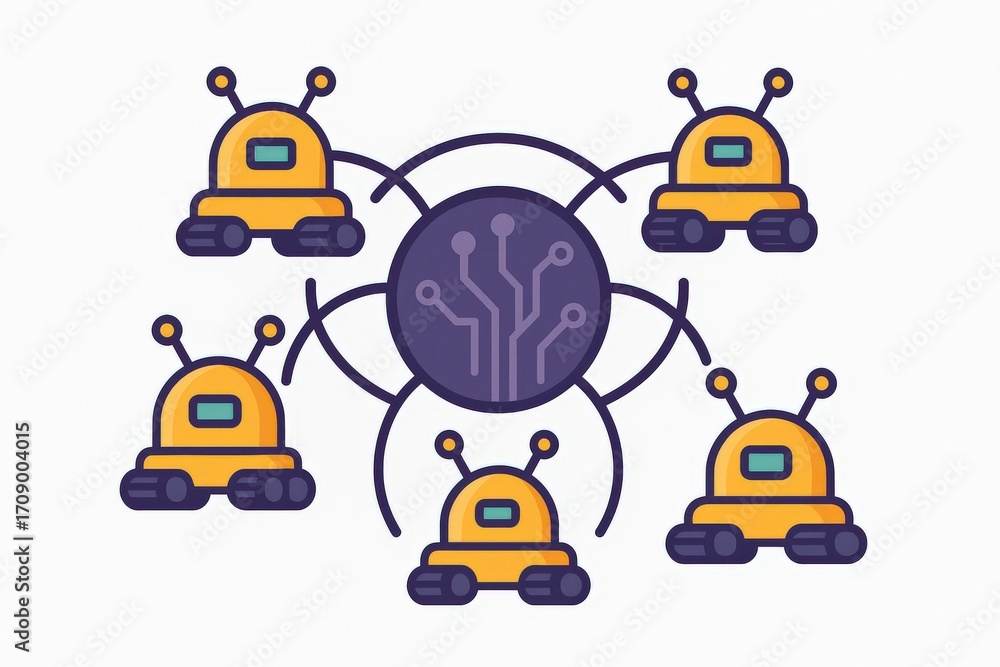 Aufkleber collaborative mechanics of contemporary automation technology illustrated in an engaging conceptual 