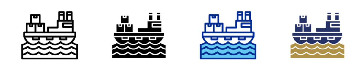 Cargo Ship  Icon Set Multiple Style Collection