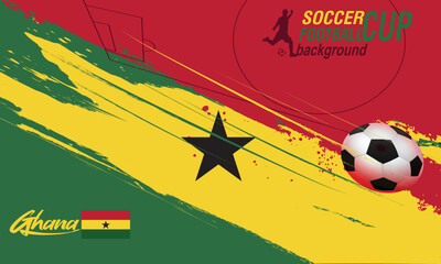 Football or soccer abstract background paint brushes. Ghana flag texture grunge football cup, Soccer Template design, soccer banner template, Brush texture grunge, football cup.eps10