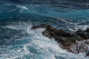 Crashing Waves on the Rocky Coast of Crete