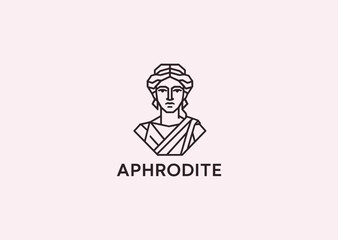 A line art logo of Aphrodite, symbolizing beauty, love, and feminine grace