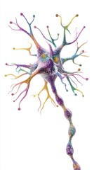 A colorful artistic representation of a neuron, showcasing its intricate structure and connections in a vibrant, abstract form.