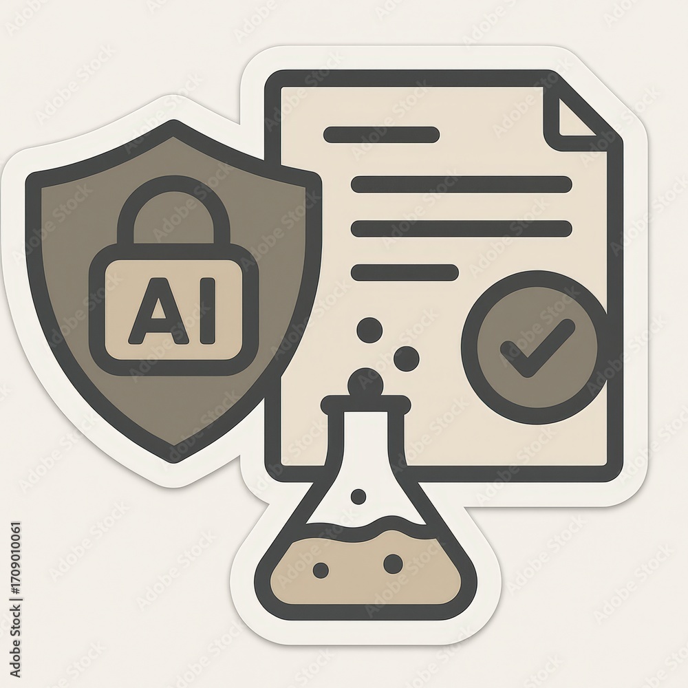 Poster ai technology secure authentication process represented by a shield symbolizing protection, chemical