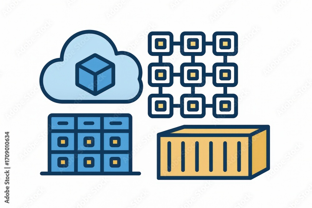 Poster cloud computing architecture showcasing data storage solutions streamlining digital innovation throu