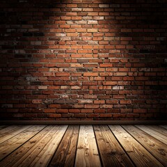 Brick wall room with spotlight