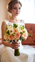 Bride holding a floral bouquet