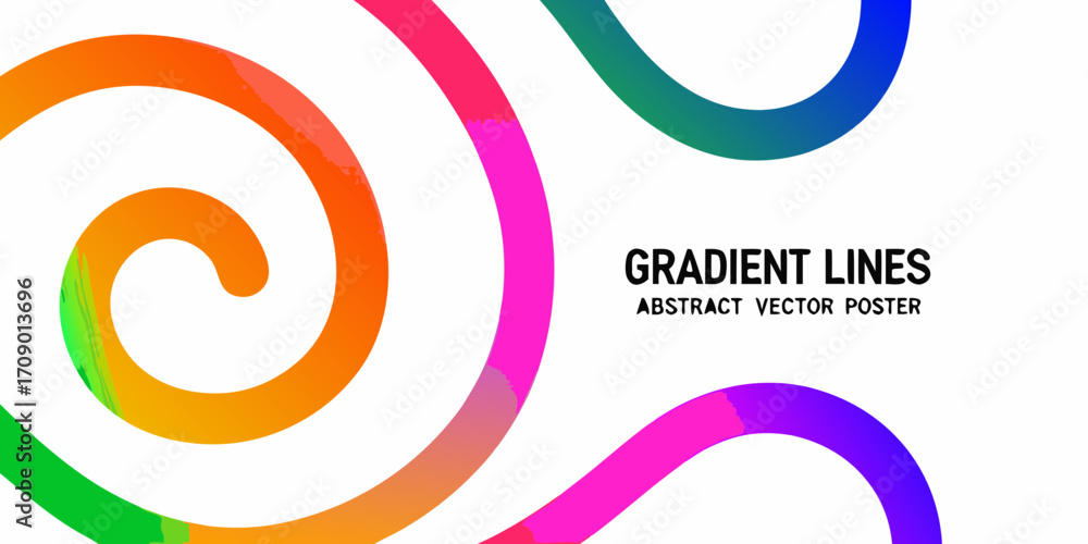 Aufkleber vibrant gradient swirls and curves abstract background design with text