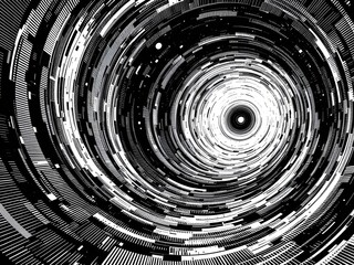 Concentric Circles Abstract Composition in Black and White