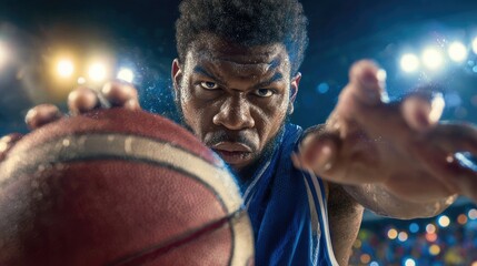 Focused Basketball Player In Action