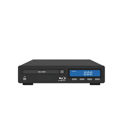 Obraz premium Black Blu-ray Player with Digital Display Showing Time - Entertainment Technology