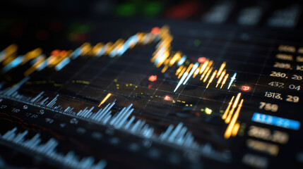 Data visualization financial analysis stock market trends trading graphs investment statistics digital analytics market fluctuations economic indicators financial growth technology interface
