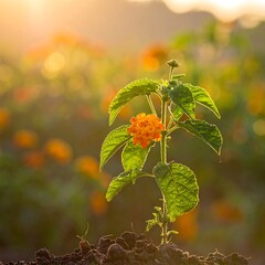 Bright flower in morning light