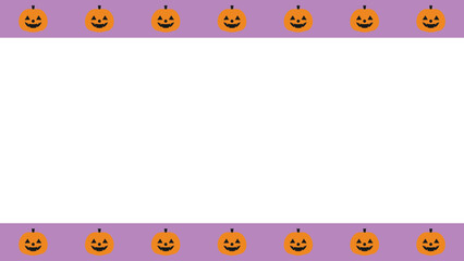 Cute Halloween Pumpkin Border Frame on Pastel Purple Background