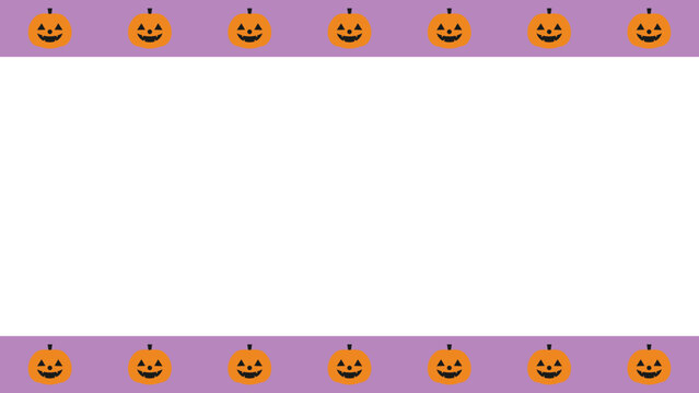 Cute Halloween Pumpkin Border Frame on Pastel Purple Background