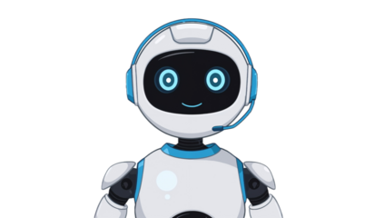 Friendly AI Robot 3D Rendered Customer Service Bot