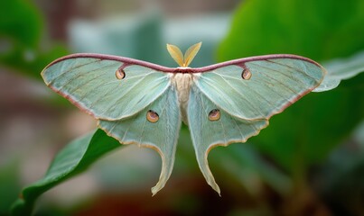 Pale green moth with delicate wings