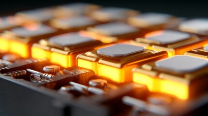 Glowing Illuminated Buttons on Electronic Circuit Board Design