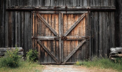Naklejka premium Rustic wooden barn doors