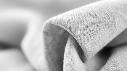 Soft Textured Linen Fabric in Monochrome Aesthetic Close-Up View
