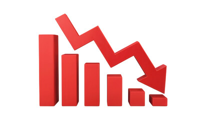 Dramatic red arrow shows market decline and economic recession fears rising