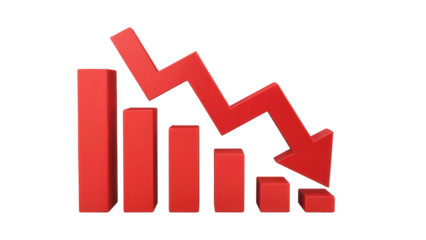 Dramatic red arrow shows market decline and economic recession fears rising