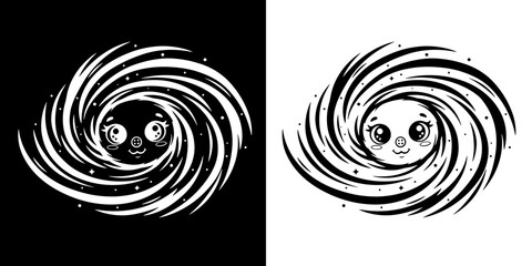 Charming cartoon galaxy with cute face brings cosmic wonder to any creative project