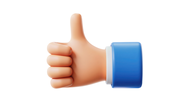 Thumbs up gesture of approval and agreement for social media promotion