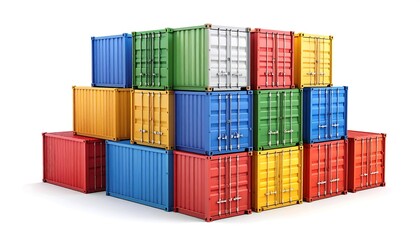 Obraz premium Colorful shipping containers stacked