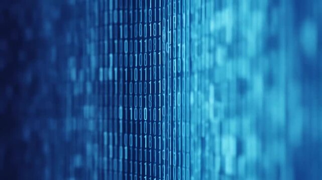 Evolving Blue Digital Binary Code Matrix Stream Information Network Technology