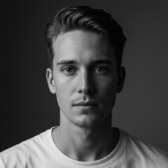 Obraz premium black and white portrait of a man with a serious expression