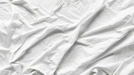 Textured White Fabric with Wrinkles and Creases for Background Use