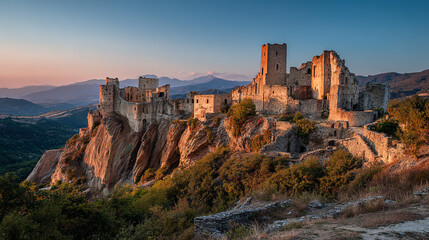 Old stone fortress remains, international monuments day, warm sunset light, travel photography, timeless architecture, global heritage tourism