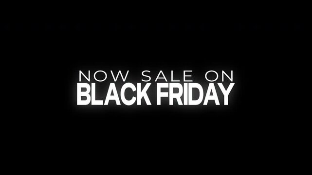 Black friday sale animated text with glitch effect on black background. banner design 4k animation. Perfect for events, business concept and promotion.